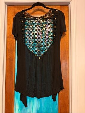 Uno core embellished crochet short sleeve cardigan